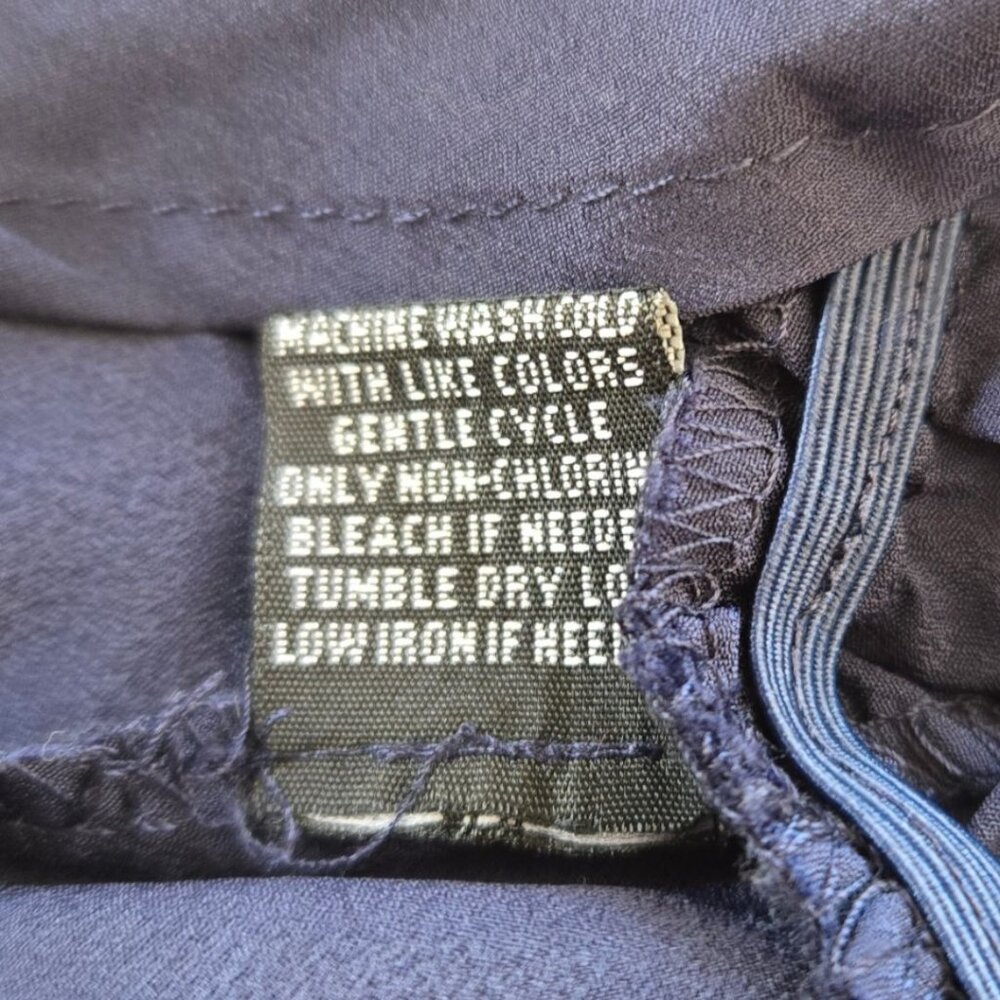 Willi Smith Womens Large Navy Blue Sleeveless Scoop Neck Top With Peplum Hem & C - Picture 6 of 6